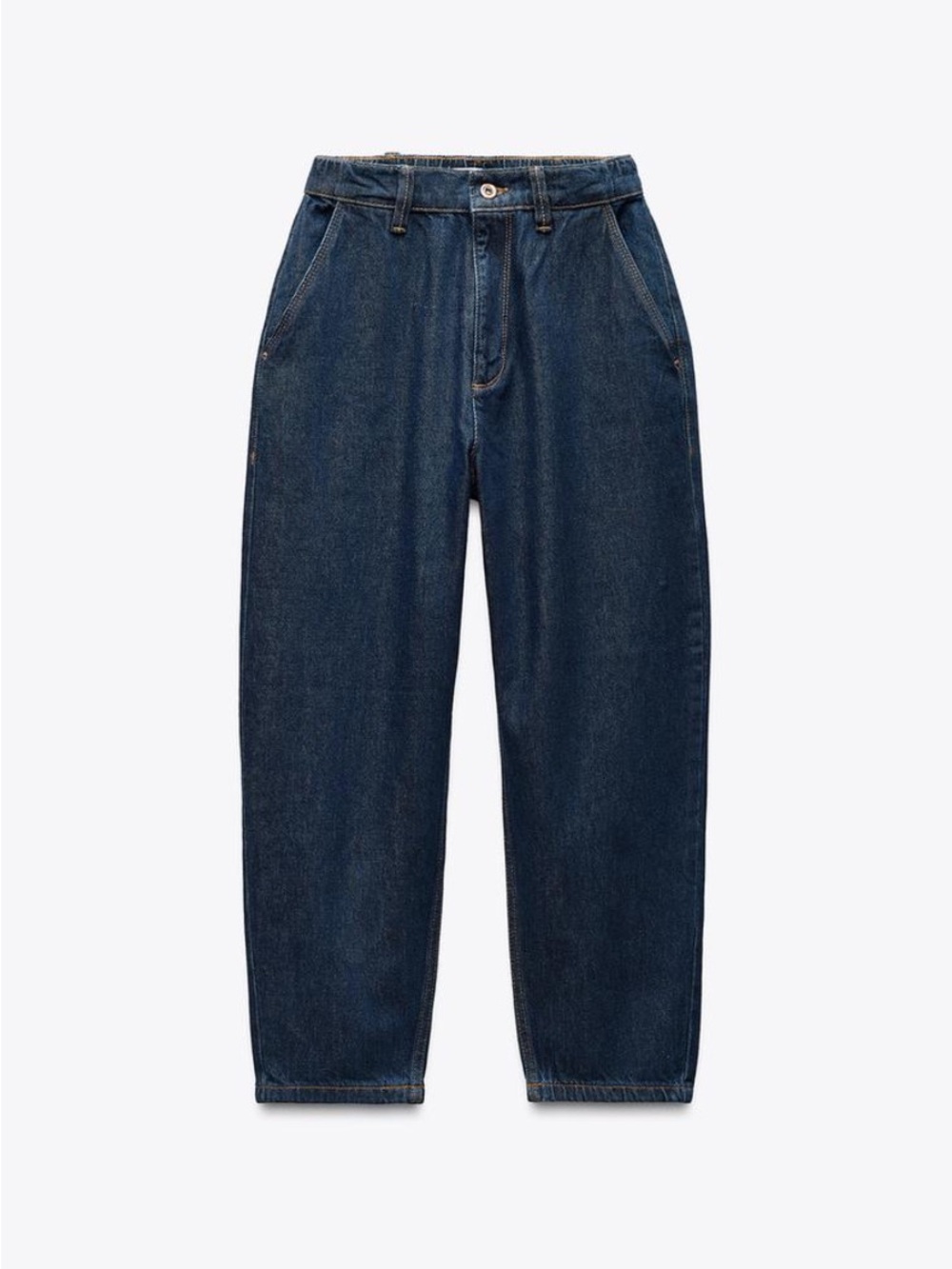 Zara Carrot Fit High Waist Jeans 100% Cotton In‎ Blue Size US 12 NWT